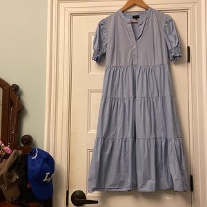 COPY - Who What Wear Blue Ruffle Dress w/ Puff Sleeves. 🎉 Like NEW! Size Medium.